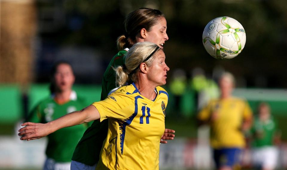 Sweden’s Victoria Svensson (front) during the UEFA Women’s European Championship in 2009 (Niall Carson/PA) (PA Archive)