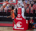 Illinois' Ayo Dosunmu (11) dunks after a steal against Nebraska during the first half of an NCAA college basketball game on Friday, Feb. 12, 2021, in Lincoln, Neb. (Francis Gardler/Lincoln Journal Star via AP)