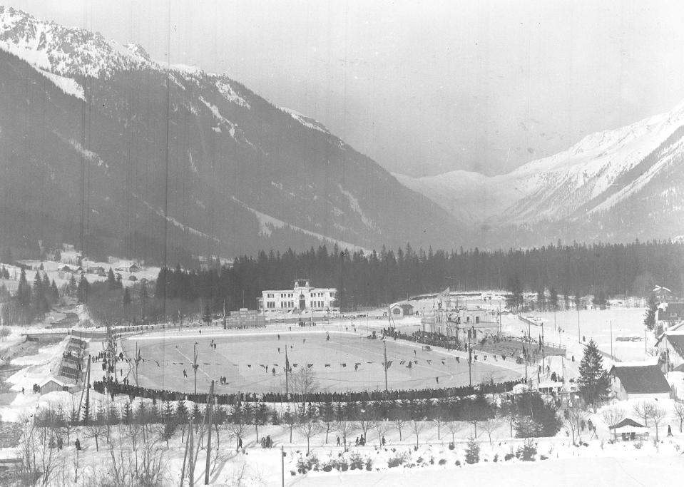 Undated view of the Olympic Stadium at Chamonix, France, where the Winter Olympics were held in 1924.