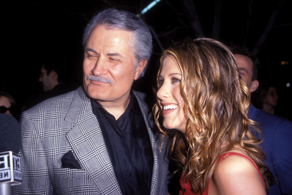 UNITED STATES - JULY 31:  Jennifer Aniston and father John attending the premiere of 