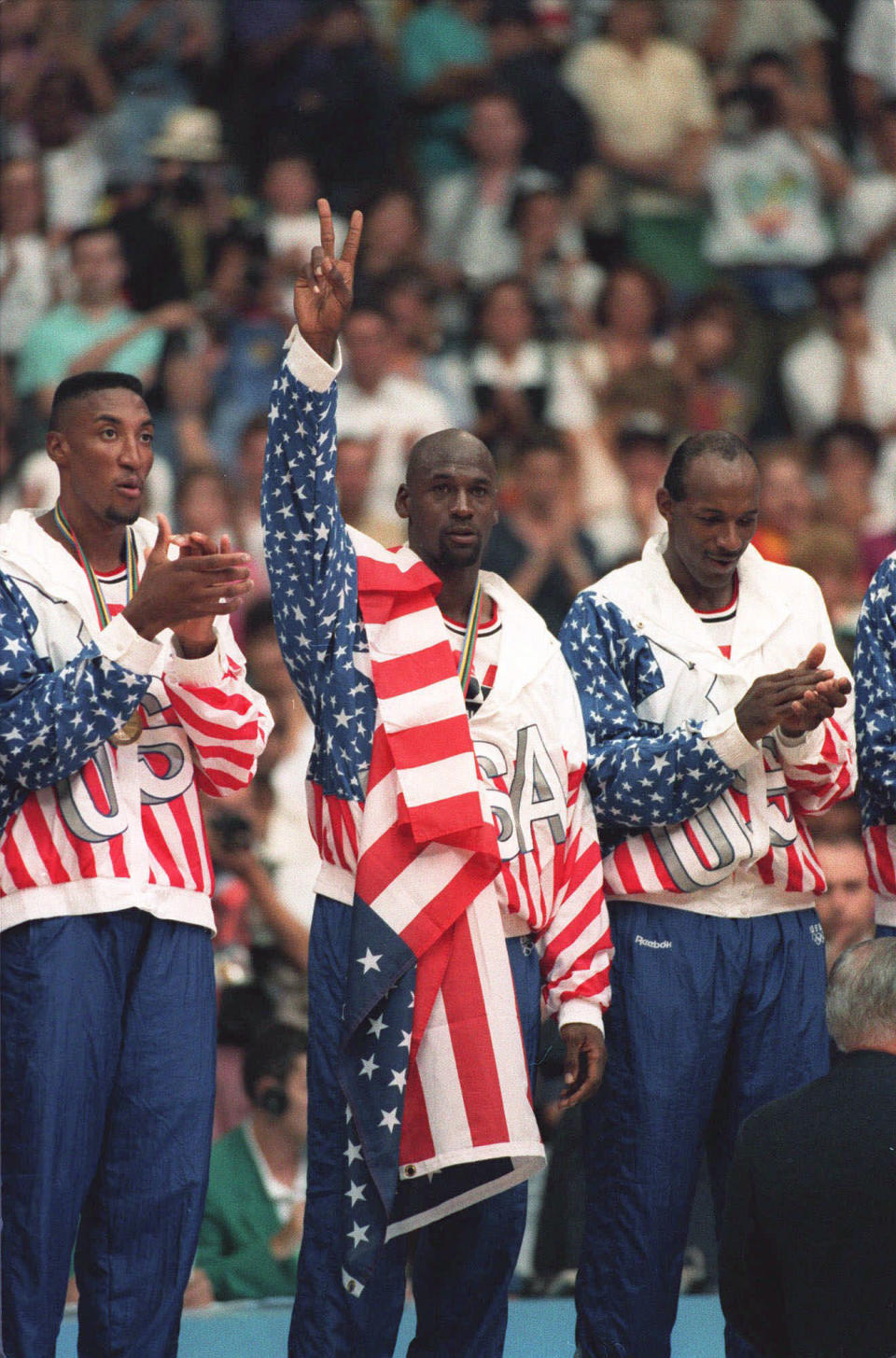 While not an athlete faux pas, Reebok's shortsightedness in supplying a team full of Nike spokesmen with warmup gear at the Barcelona Games proved to be one of the biggest gaffes is sports marketing lore. Led by Michael Jordan, several Dream Team members either draped the American flag over or covered up the Reebok logo during their historic medal ceremony, costing Reebok millions of eyeballs that they were certainly counting on. Come to think of it, wasn't <a href="http://articles.orlandosentinel.com/1992-06-28/news/9206280202_1_reebok-dan-obrien-dan-and-dave" rel="nofollow noopener" target="_blank" data-ylk="slk:Dan & Dave;elm:context_link;itc:0;sec:content-canvas" class="link ">Dan & Dave</a> in 1992 as well?