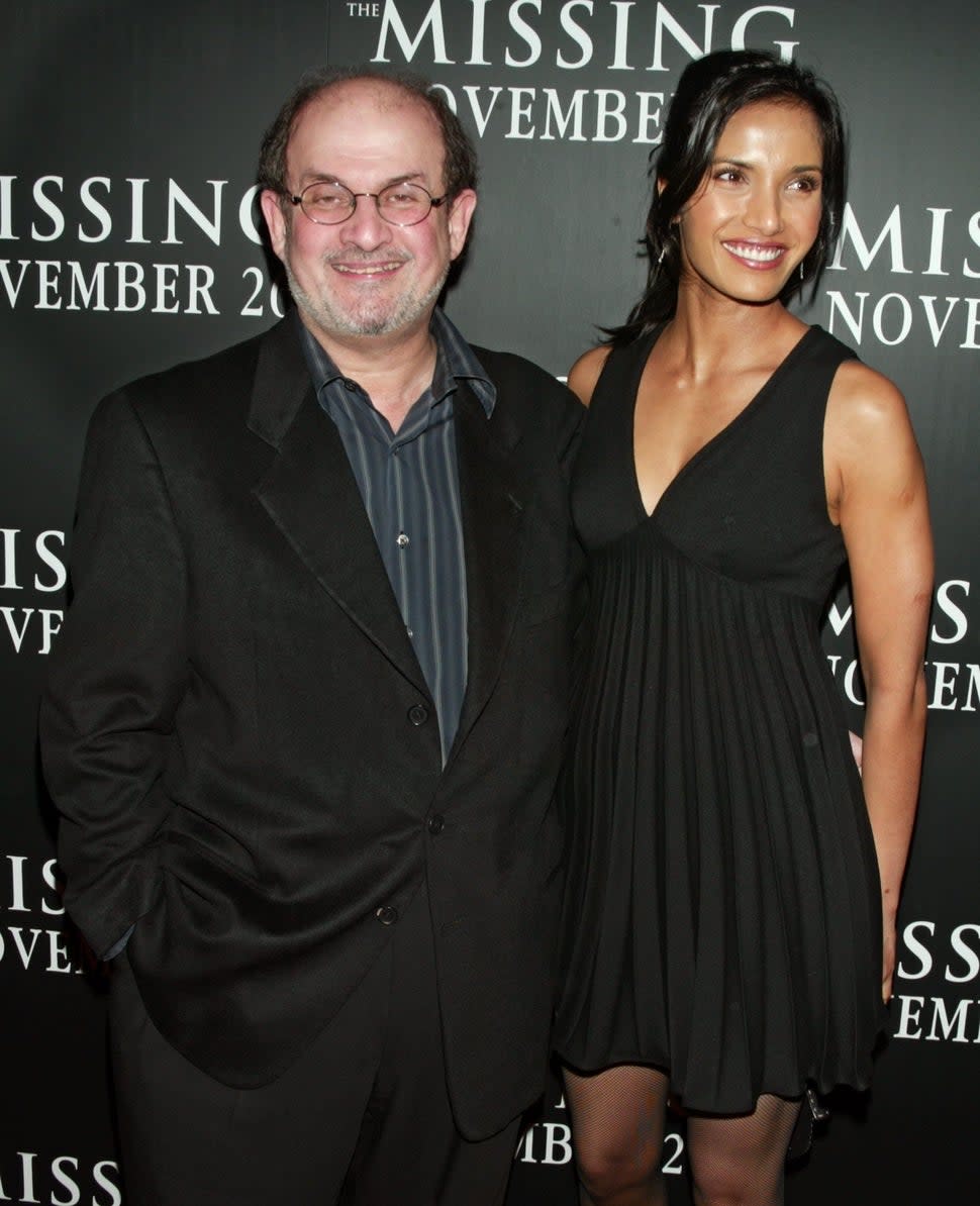 Salman Rushdie and Padma Lashki during The Missing - New York Premiere at Loews Lincoln Square Theatre in New York City, New York, United States.