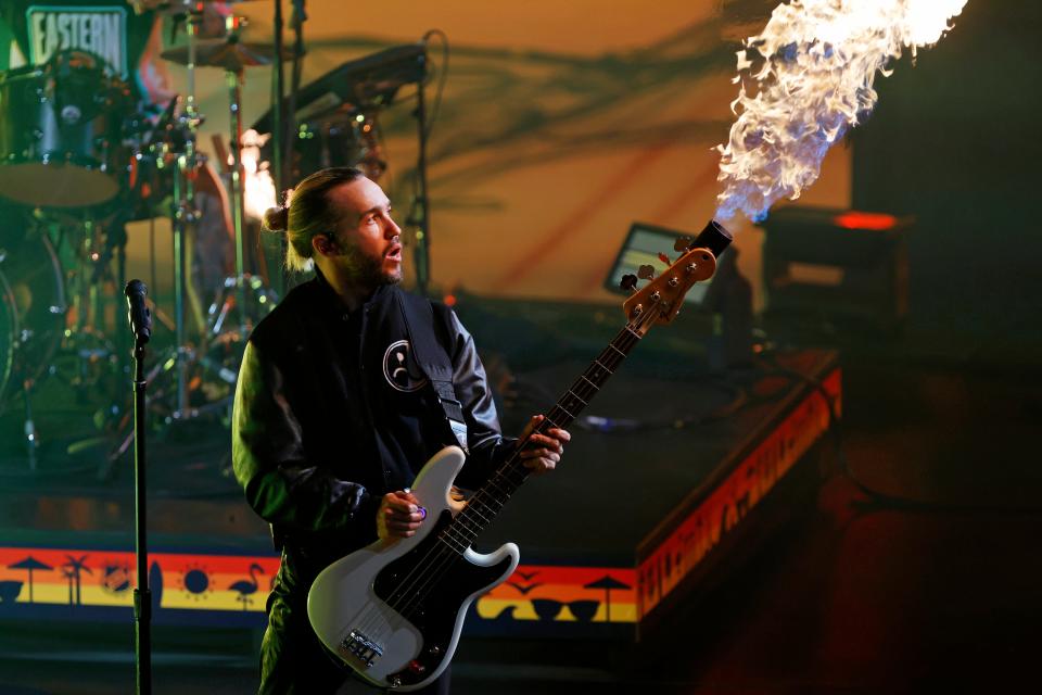 Fall Out Boy performs during the 2023 NHL All-Star Game at FLA Live Arena.