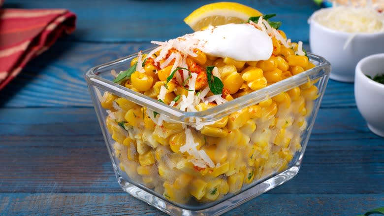 Mexican street corn salad in bowl