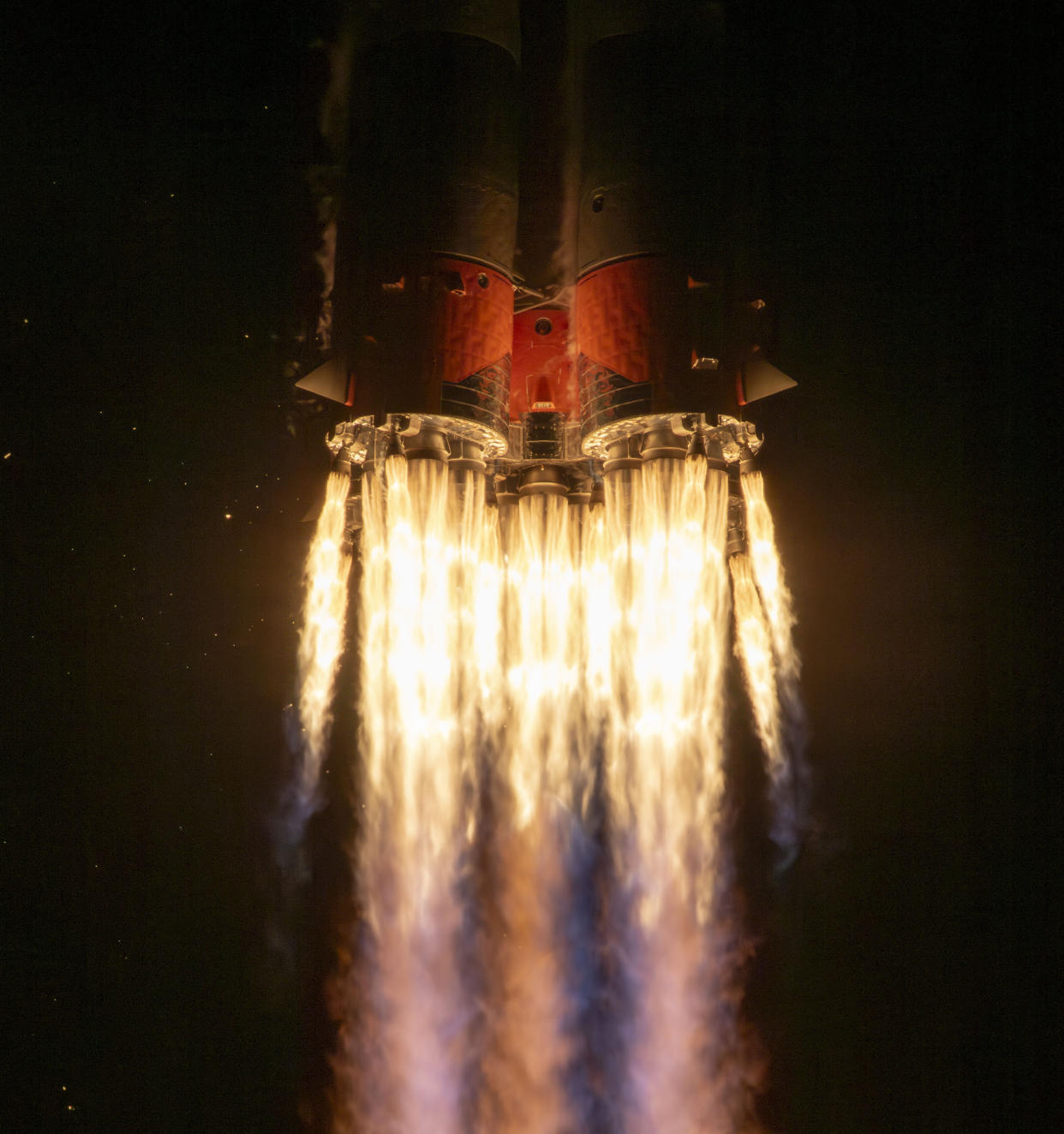 In this image provided by NASA, a Soyuz rocket carrying Roscosmos cosmonauts Alexey Ovchinin, Ivan Vagner and NASA astronaut Don Pettit, a new crew to the International Space Station (ISS), blasts off from the Russian leased Baikonur cosmodrome in Kazakhstan, Wednesday, Sept. 11, 2024. (Bill Ingalls/NASA via AP)