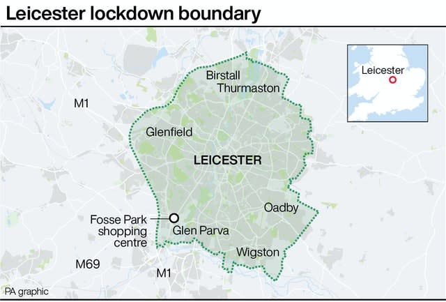 Leicester lockdown boundary