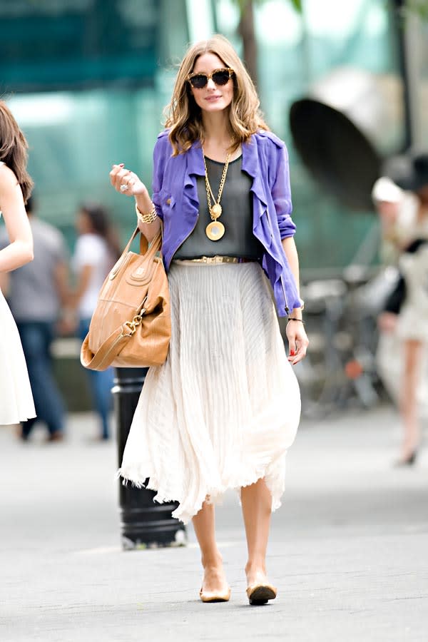 Get Olivia Palermo’s Metallic Midi-Skirt For $55