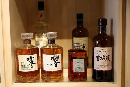 Bottles of Japanese whiskey are displayed at the newly-opened Japan House in the Kensington district of London, Britain June 21, 2018. REUTERS/Simon Dawson