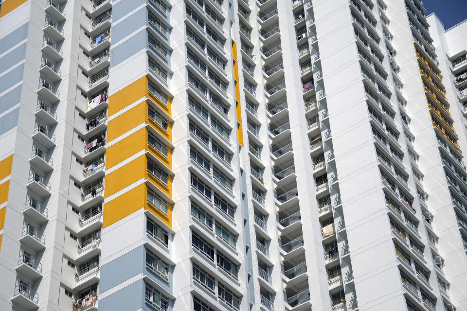 Facade of Housing and Development Board (HDB) apartment units in Singapore, illustrating a story on Enhanced CPF Housing Grants (EHG).