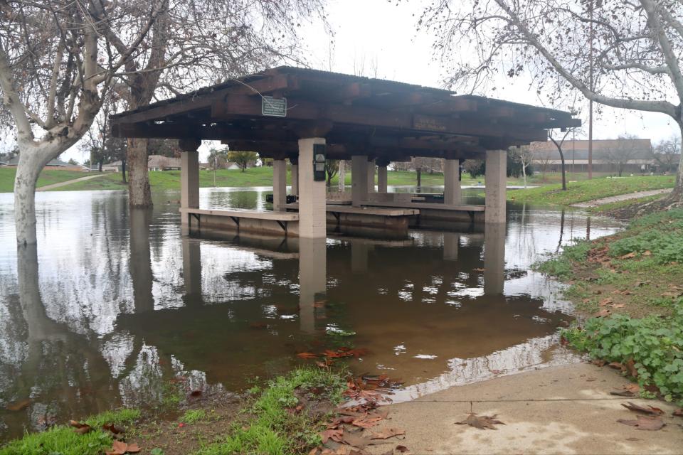 Flooding at Live Oak Park in Tulare on Tuesday, January 10, 2023.