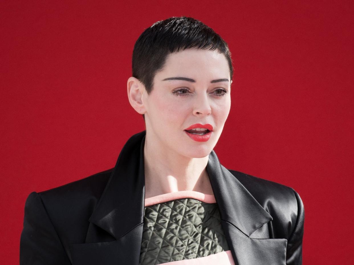 Rose McGowan attends the Vivienne Westwood show as part of the Paris Fashion Week Womenswear Fall/Winter 2018/2019 on March 3, 2018 in Paris, France: Getty Images