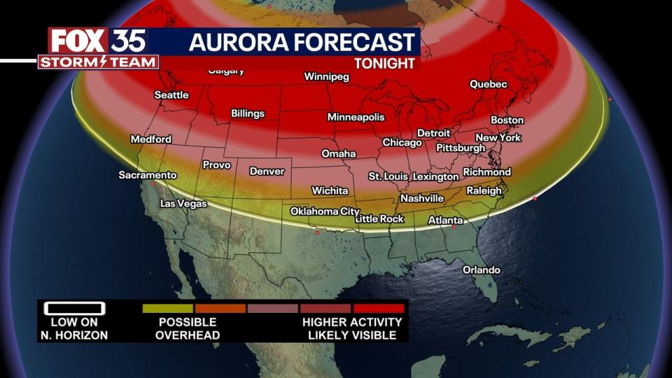 <div>The aurora borealis viewing forecast, Saturday, May 11, 2024.</div>