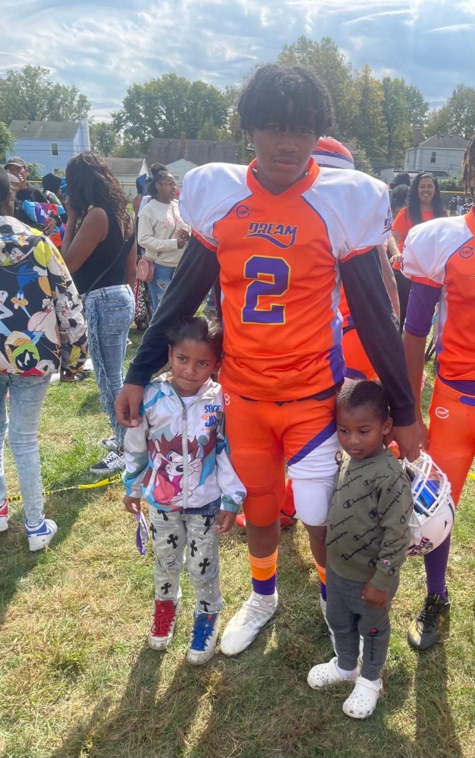 Ra'Shawyn Carter Jr., 15, pictured here in September 2022 with his siblings, died after being shot on Aug. 27, 2023, at Easton Town Center. He played defensive end for the Columbus Dream football team, which was created as a way to keep youths away from violence and on a positive path in life.