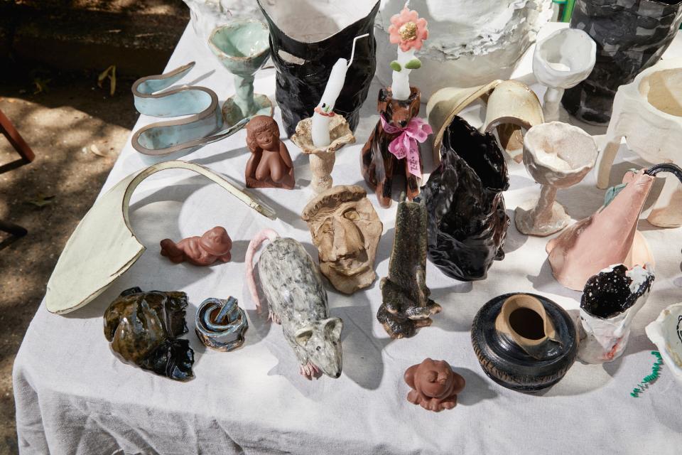 Brooklyn, NY - August 9, 2020Homemade ceramics on sale at the "Black Lives Matter Sidewalk Sale", a fundraising event that has taken place at on Sundays at McGolrick Park since early June.