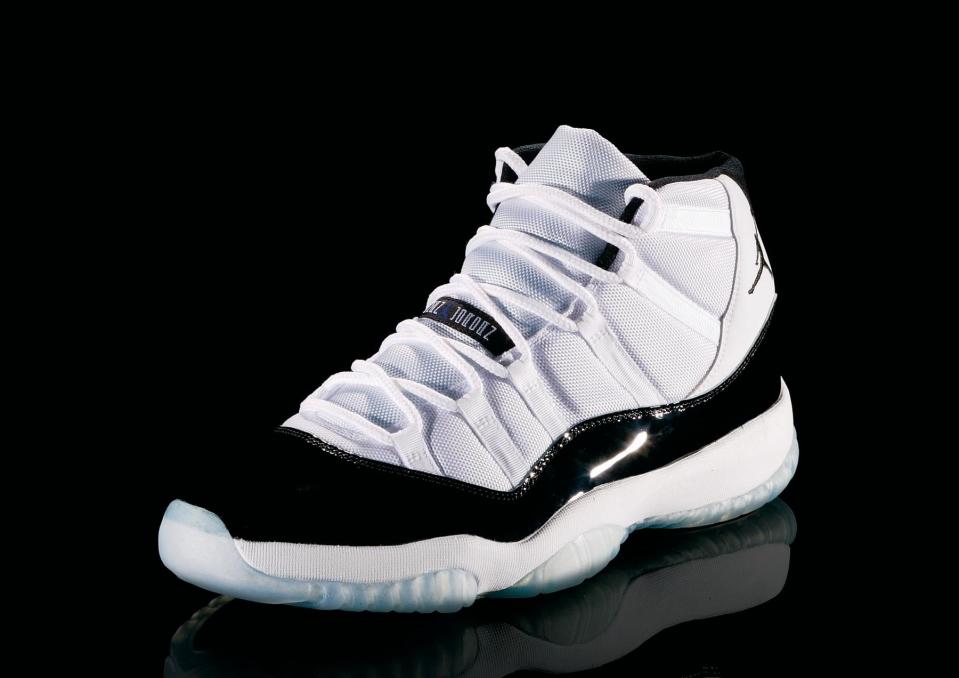 <p>Air Jordan XI - "Class Act" (1996): In his first full season back after retirment, Jordan led the Bulls to 72 wins and a fourth title. MJ wore these in "Space Jam." (Photo courtesy of Nike)</p>