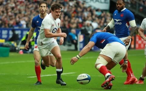 George Furbank drops the ball against France - Credit: GETTY IMAGES