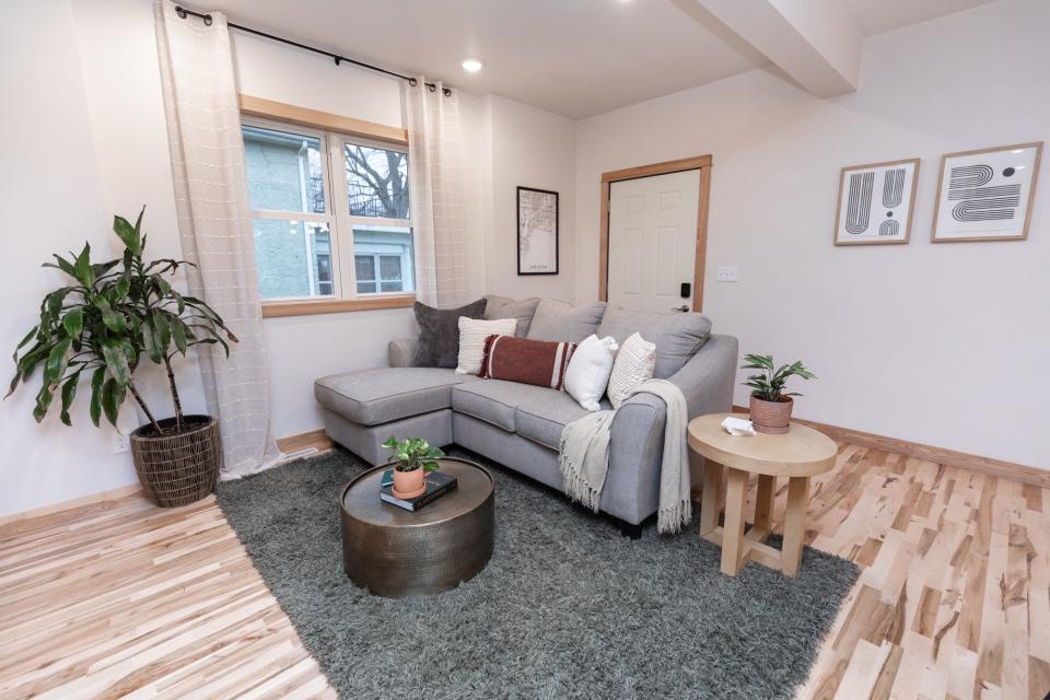 The living room in an Appleton Airbnb nicknamed "The Greenhouse."