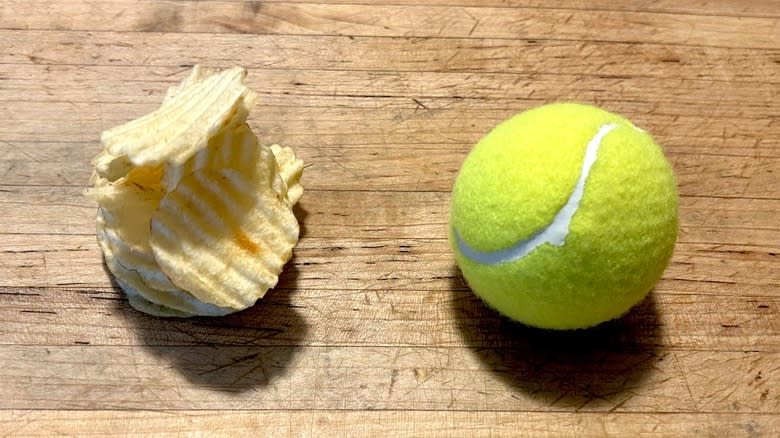 Potato chips and tennis ball