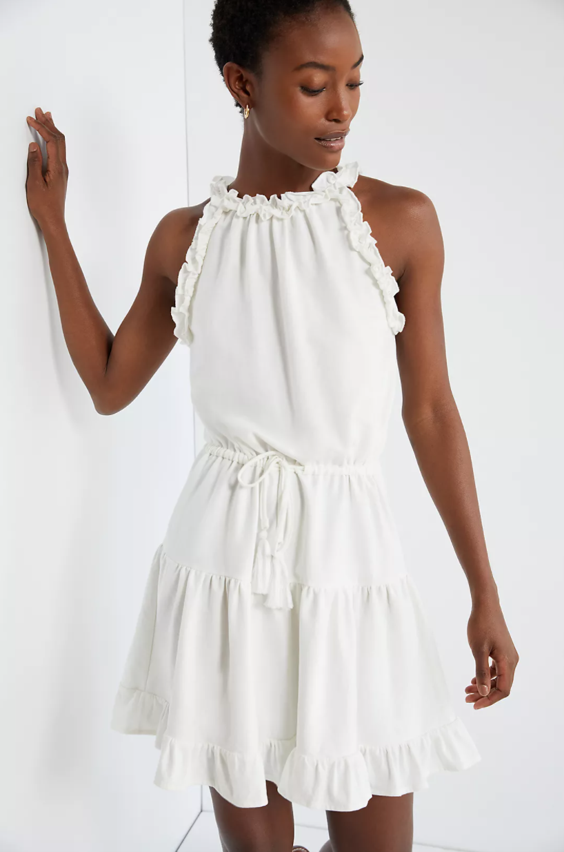 Anthropologie Ruffled Halter Mini Dress