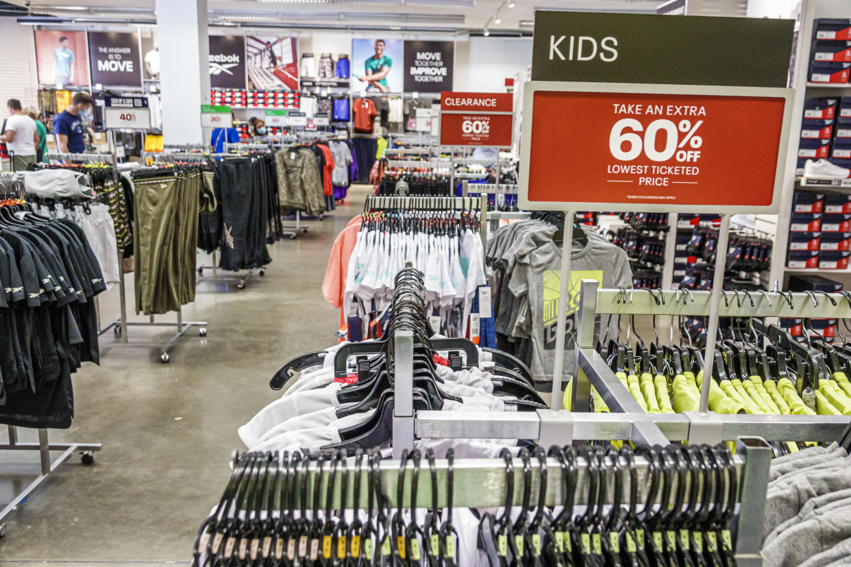 Florida, Orlando Vineland Premium Outlets, J. Crew store with clearance 60% off sign kids clothing. (Photo by: Jeffrey Greenberg/UCG/Universal Images Group via Getty Images)