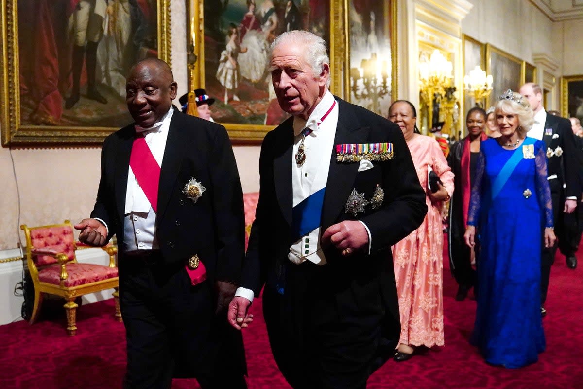 President Cyril Ramaphosa of South Africa with the King (Victoria Jones/PA) (PA Wire)