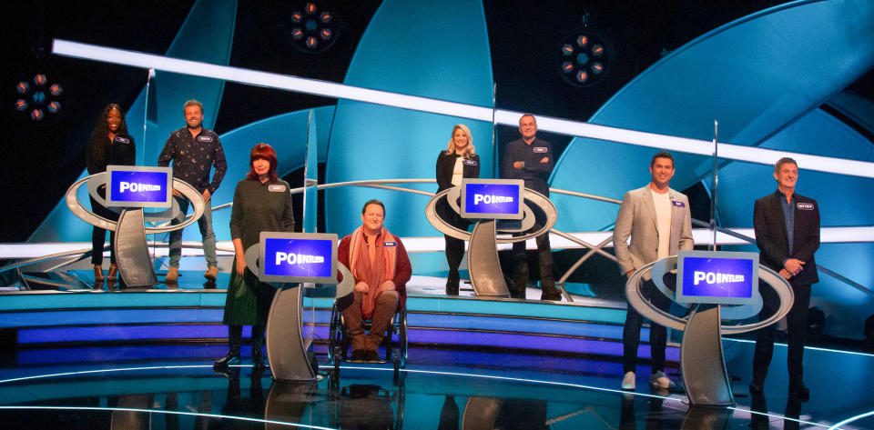 Fee Mak, Martin Roberts, Janet Street-Porter, Mark Lane, Holly Hamilton, Paul Martin, Rav Wilding, Matthew Wright feature on Pointless Celebrities. (BBC/Endemol Shine UK Ltd t/a Remarkable Television Production)