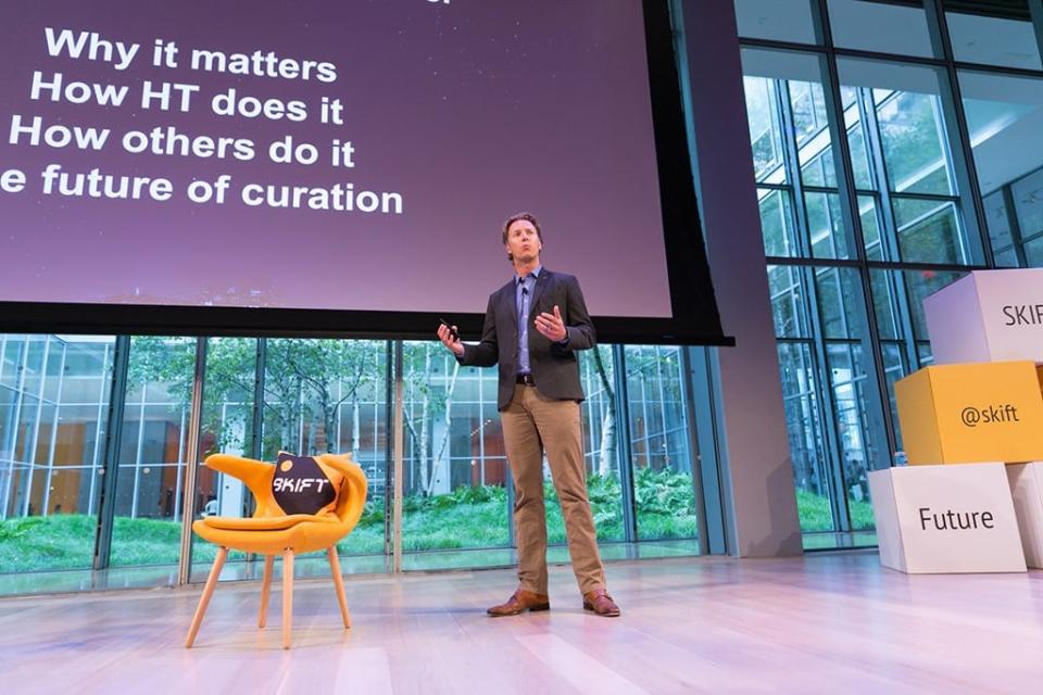 Sam Shank speaking at the Skift Global Forum in New York City on October 9, 2014. He recently stepped down as head of the Airbnb commercial team. Skift