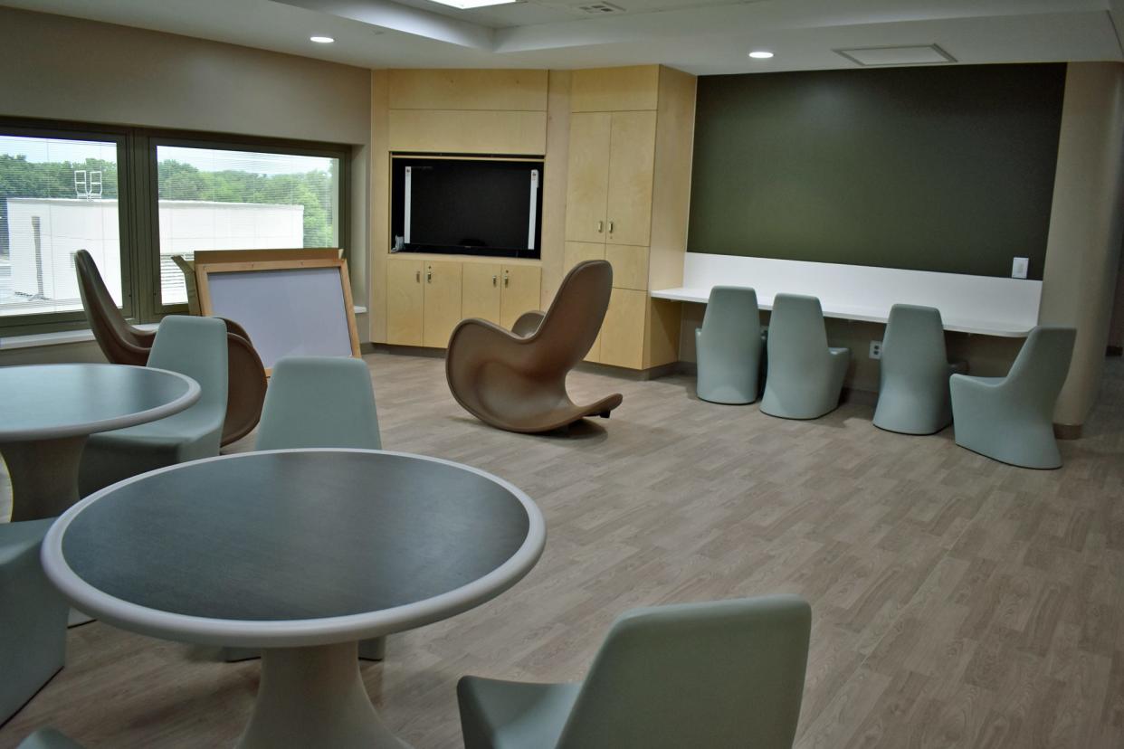 The common room in one area of the Behavioral Health Unit at Mary Greeley Medical Center offers a place for patients to relax, watch TV and play video games.