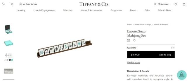 Tiffany & Co selling luxury mahjong set at US$15,000