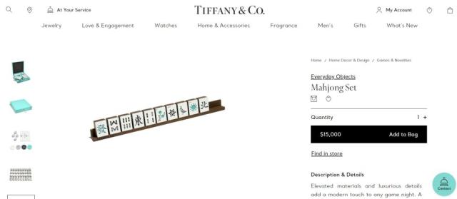 Tiffany & Co. releases luxurious mahjong set. It'll cost you US