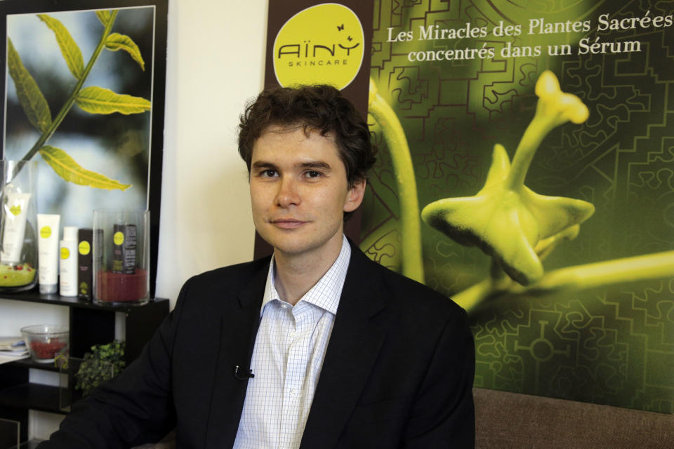 Daniel Joutard, director and founder of Ainy poses during an interview with the Associated Press in Paris, Thursday, Sept, 13, 2012. Joutard wants to hire more employees for his growing, innovative skin-care products company, but can't take the risk in large part because of France's inflexible workplace protections. The 37-year-old is among thousands of small- and medium-size business owners who will be crucial to help France _ like other countries in Europe _ reduce a double-digit jobless rate, and ultimately shrink its hefty state budget deficit by bringing in more tax revenues. (AP Photo/Francois Mori)