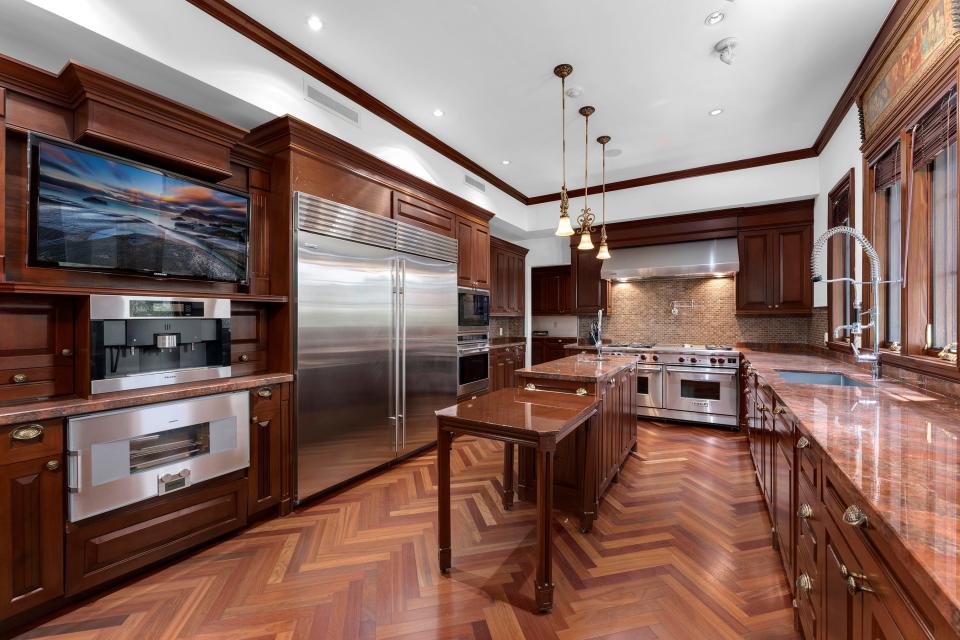 a kitchen in the most expensive home currently for sale in Florida, 18 La Gorce Circle in Miami Beach