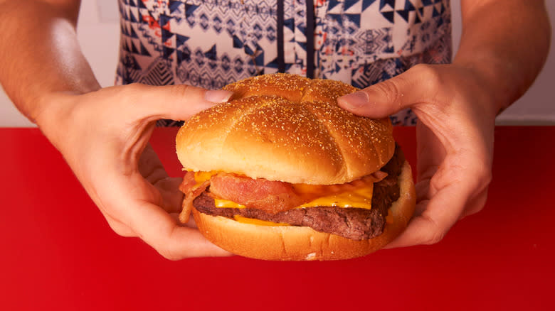 Wendy's burger with bacon