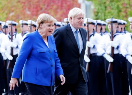 German Chancellor Merkel meets Britain's Prime Minister Johnson at the Chancellery in Berlin