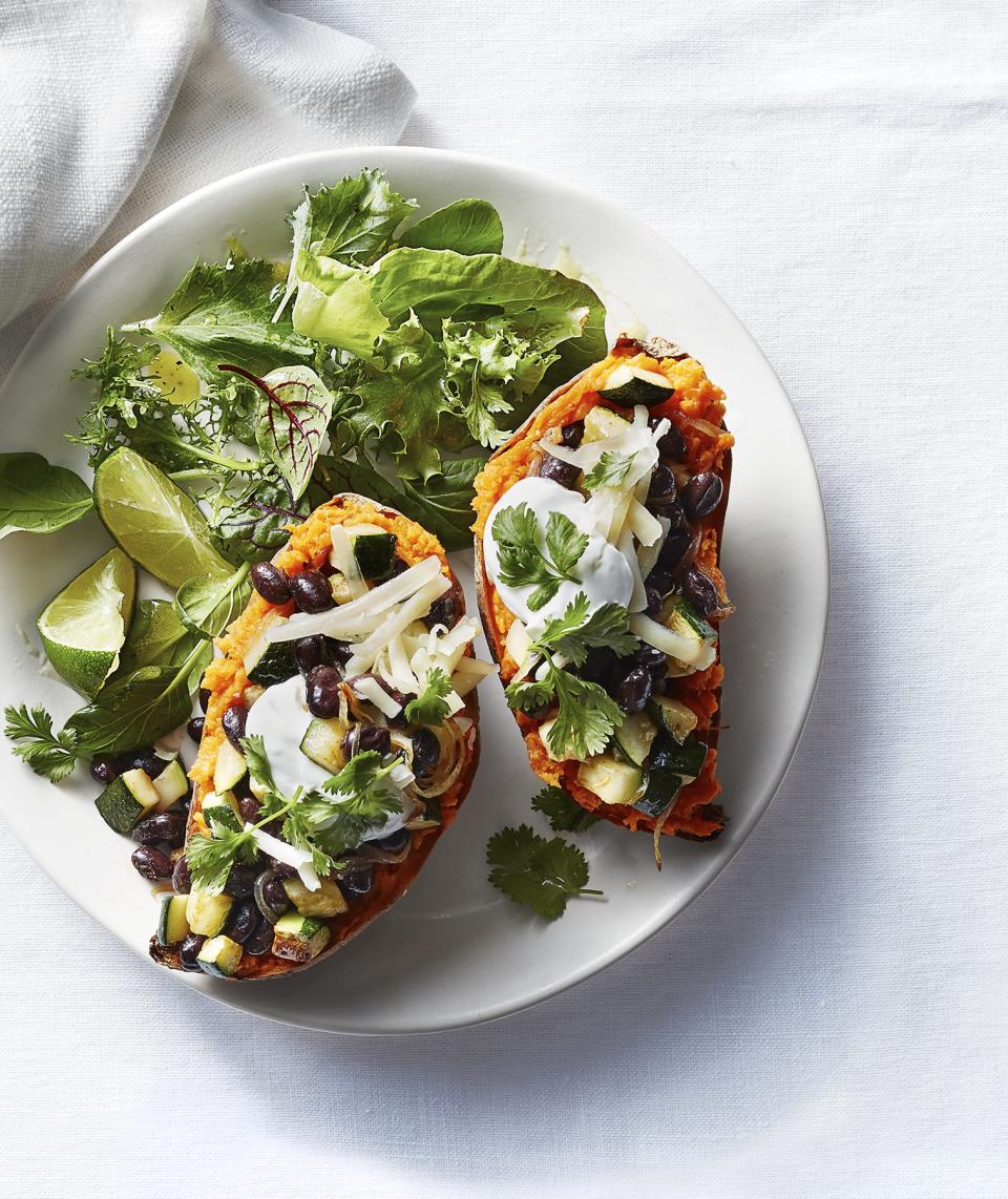 Zucchini and Black Bean Stuffed Sweet Potatoes