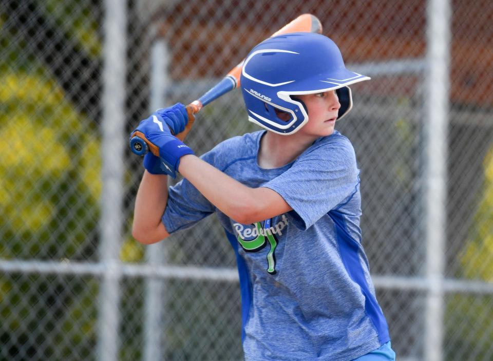 Kade Oehlke (#1) steps up to bat during Little League practice on Monday, August 1, 2022, at Cherry Rock Park in Sioux Falls.