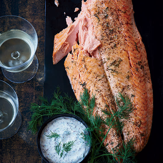 Whole Wild Salmon Fillet with Mustard Sauce