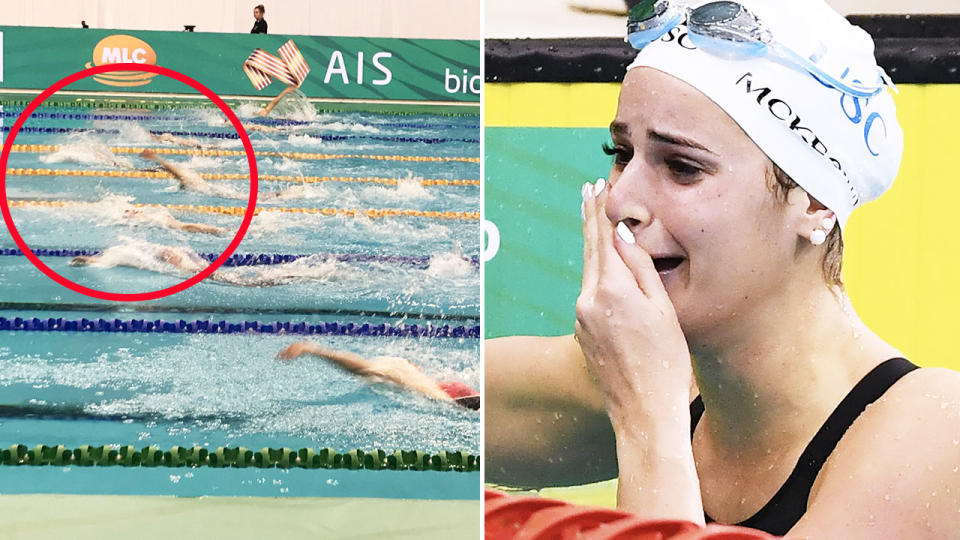 Kaylee McKeown, pictured here after breaking the women's 100m backstroke world record.