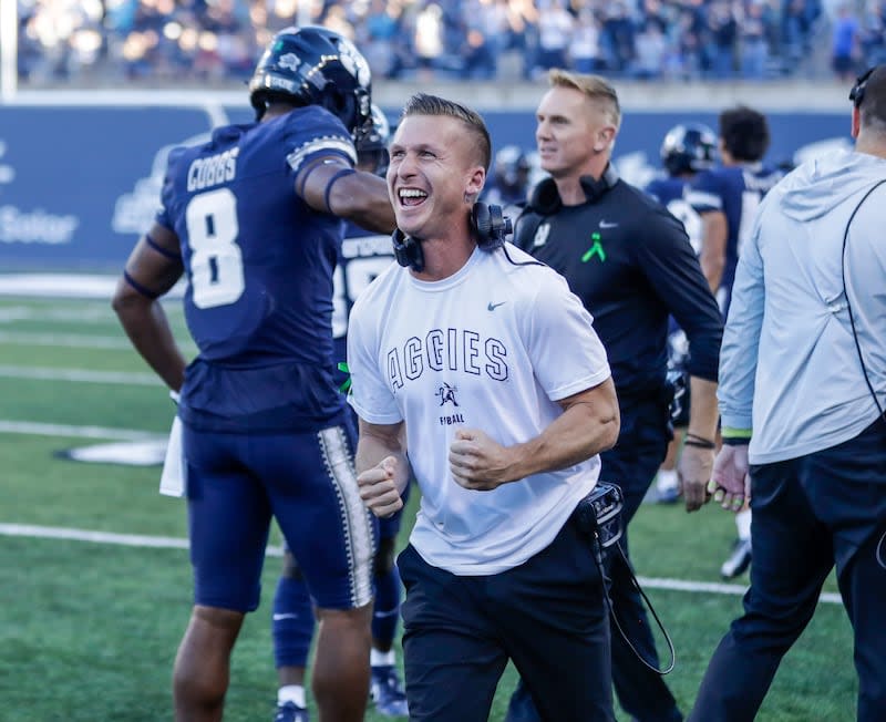 Utah State co-offensive coordinator/wide receivers coach Kyle Cefalo has helped make the Aggies’ passing attack elite.