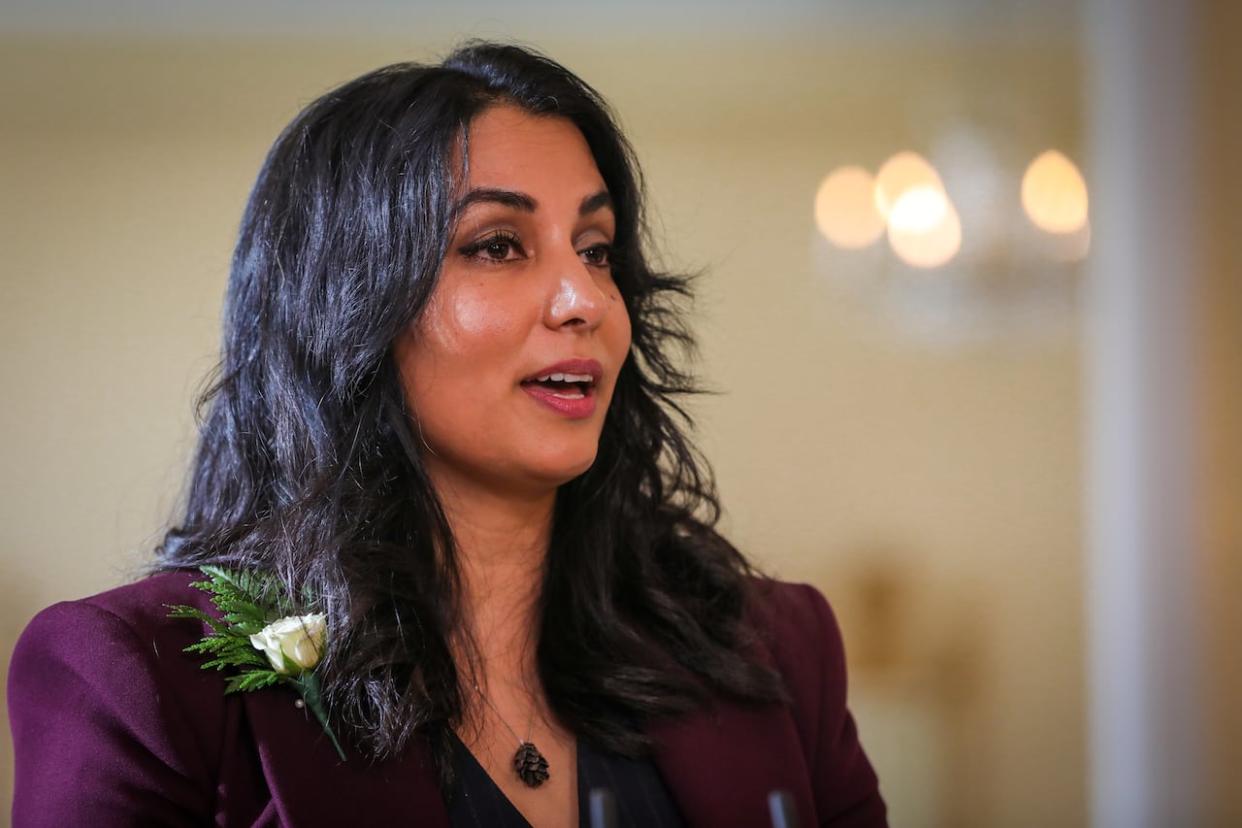 Niki Sharma pictured being sworn in as B.C. attorney general on Dec. 7, 2022. (Mike McArthur/CBC News - image credit)