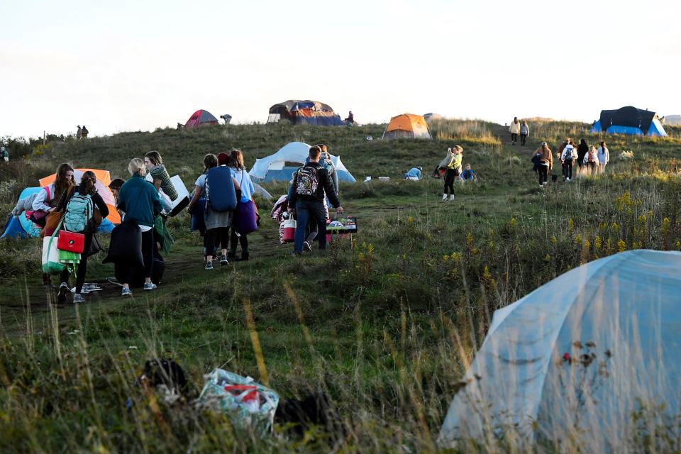 Max Patch was overrun with visitors October 3, 2020 as people camped and watched the sunset.