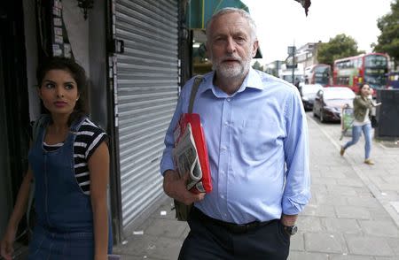 Britain's opposition Labour Party leader, Jeremy Corbyn, walks in his constituency, following the result of the High Court challenge over Labour's leadership contest, in London, Britain July 28, 2016. REUTERS/Peter Nicholls