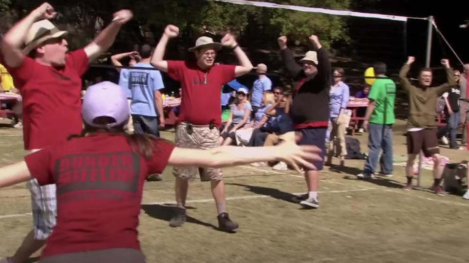 The Office characters playing volleyball