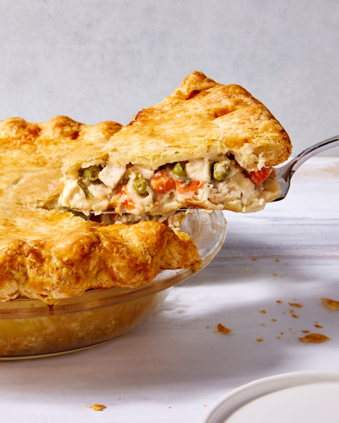 chicken pot pie with a flaky crust