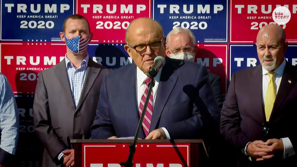 Giuliani holds Trump press conference in front of landscape business, prompting confusion