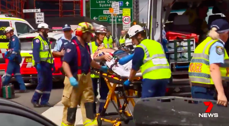 Emergency workers take a critically injured 39-year-old man to hospital. Source: 7News