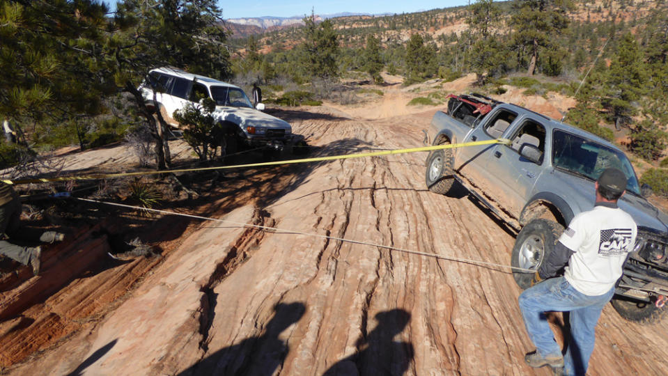 Learning to overcome off-road challenges in a Cameron Advanced Mobility course.