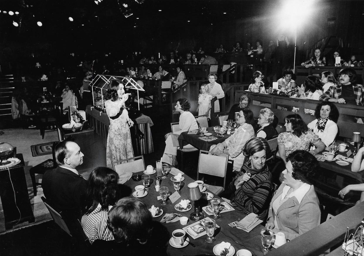 Patrons attend a 1970s show at Carousel Dinner Theatre in Ravenna.
