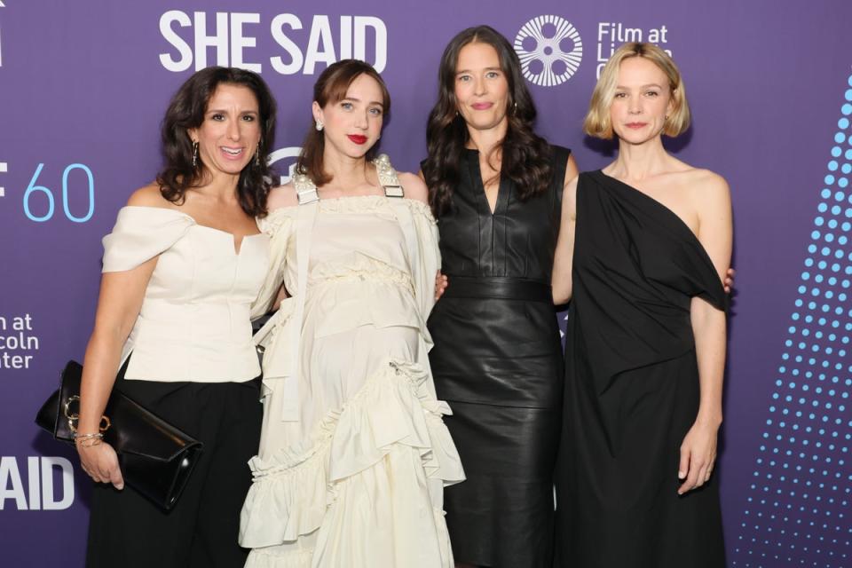 Jodi Kantor, Zoe Kazan, Megan Twohey and Carey Mulligan (Getty Images for FLC)