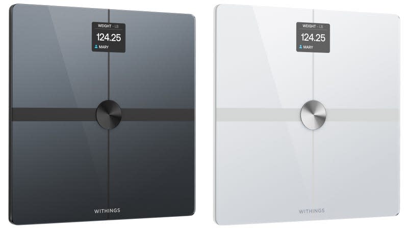The Withings Body Smart scale in a black or white finish against a white background.
